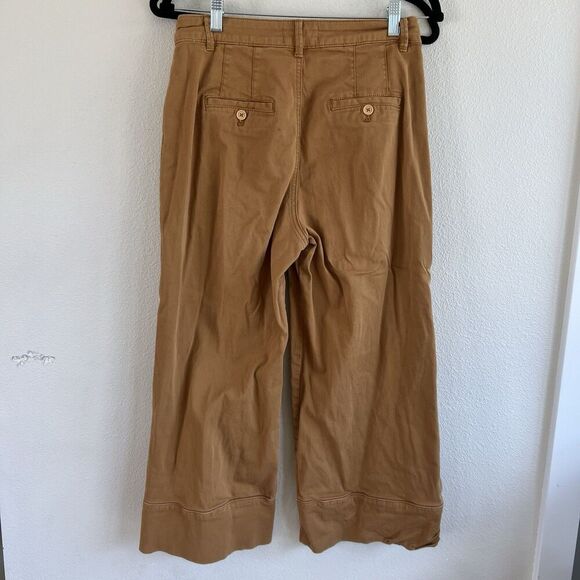 Chino By Anthropologie Cropped Wide-Leg Pants  6 Rust Burnt Orange Office Boho - Picture 2 of 6